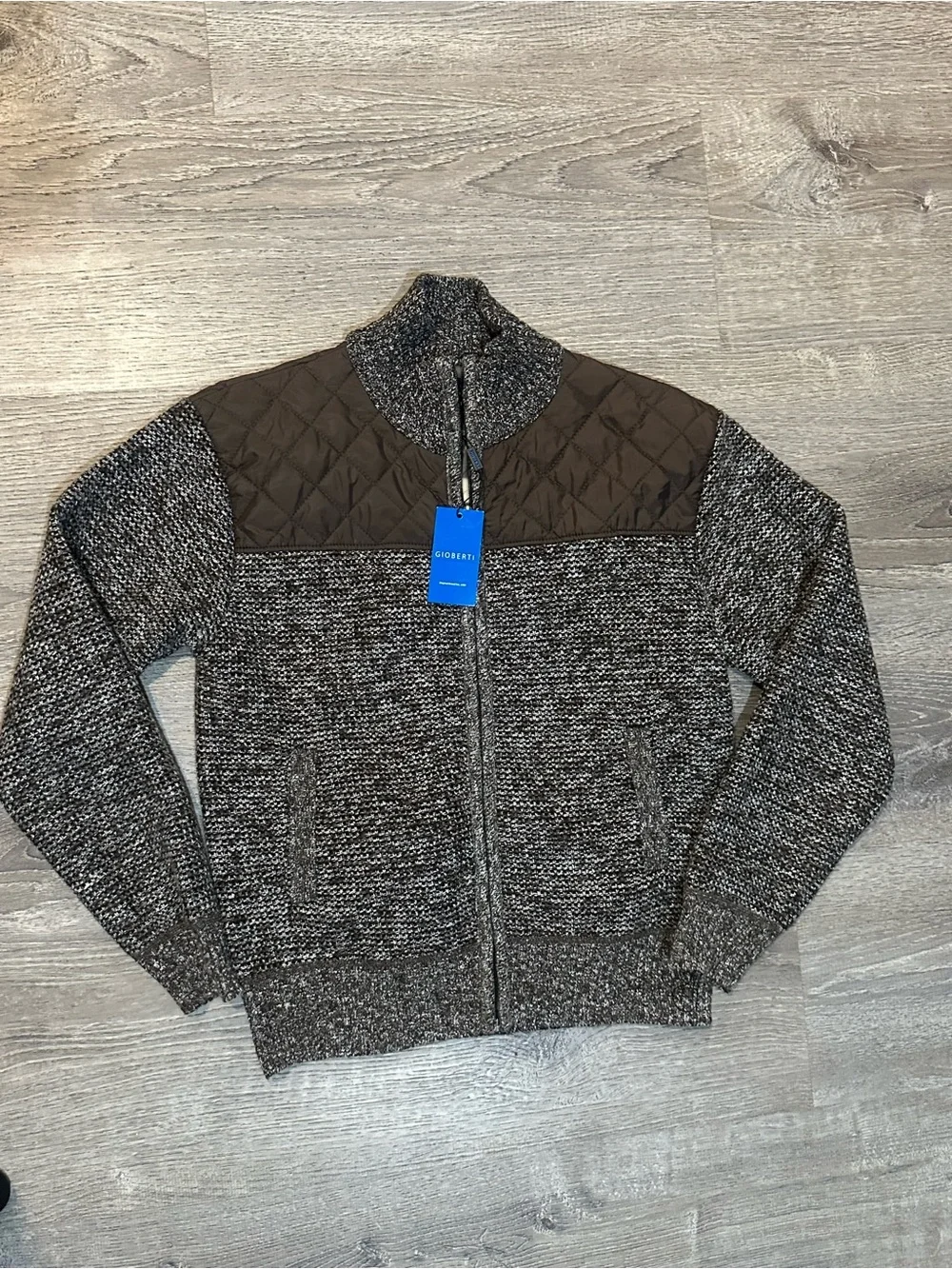 Gioberti Boys Size 14 Sweater Jacket Brown Gray Full Zip NWT